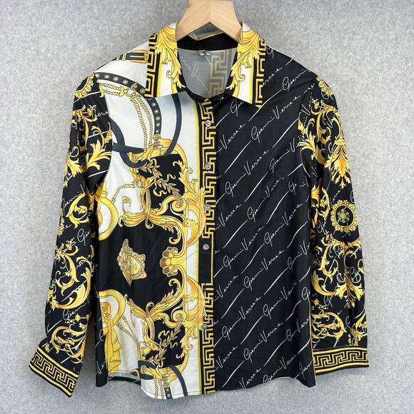 Xingchenkaiyi Blouse Womens Size M Multicolor Baroque Long Sleeve Button Up - Picture 1 of 13
